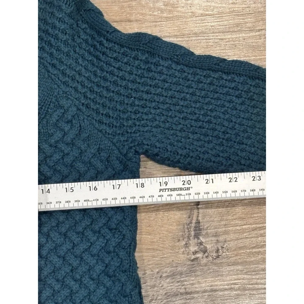 Banana Republic Cable Knit‎ Sweater Tunic Glen Green Merino Cotton Woman XS Cozy